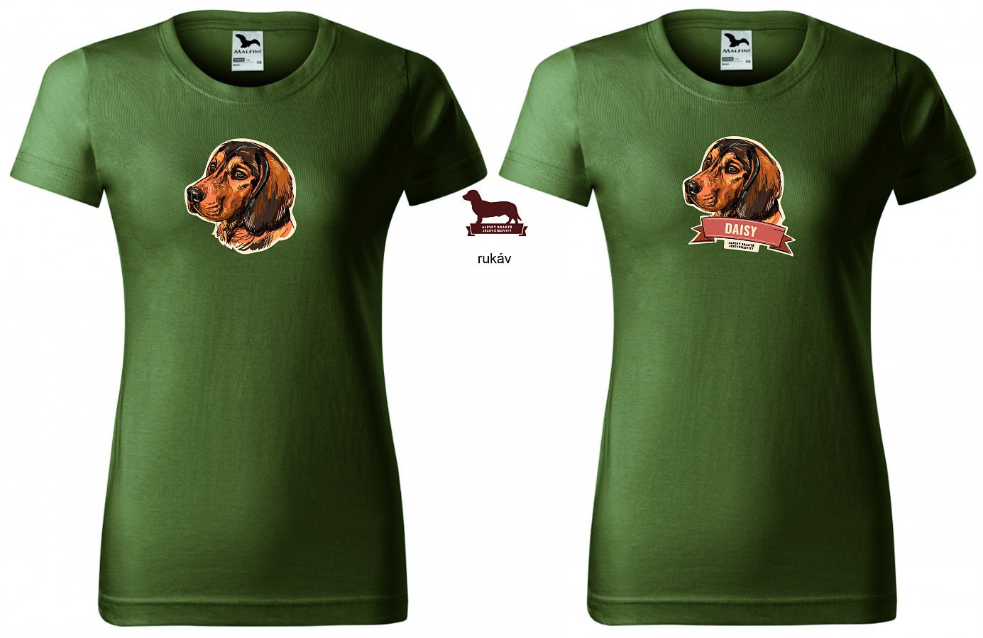 Dámské myslivecké tričko 134 PXT CREATIVE se psem khaki vel. S - Obrázek